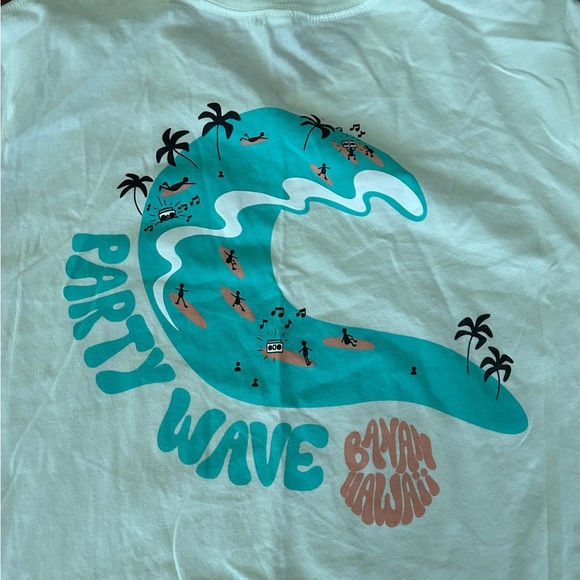 Banan Hawaii Party Wave T-shirt cream green size L 100% cotton soft - Picture 8 of 9